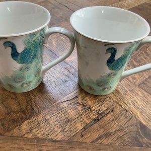 2 peacock mugs